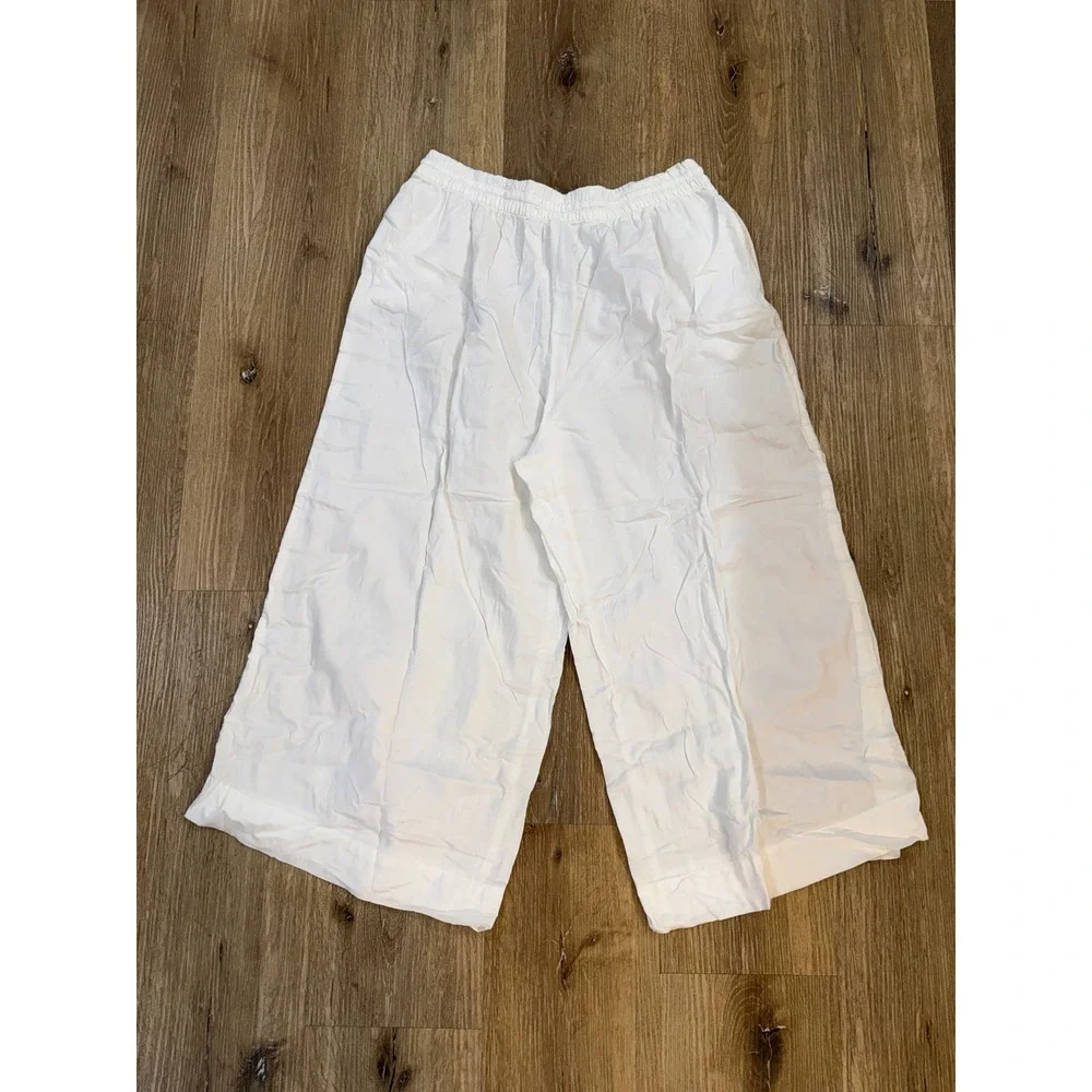 Athleta Cotton Dreams Sleep Culotte Womens M White Wide Leg Pajama Pants Lounge - Picture 8 of 8